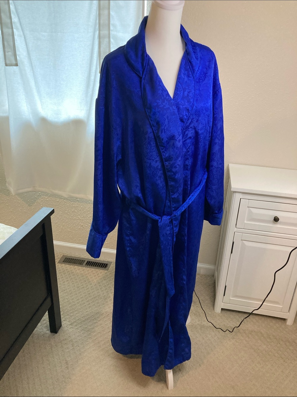Victoria's Secret Deep Blue Luxury Fabric Jacquard Robe